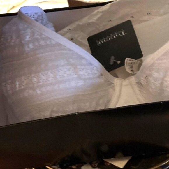 Women Touche Lingerie White Lace Underwire Bra 32C Adjustable Straps Tags Box - Picture 12 of 13